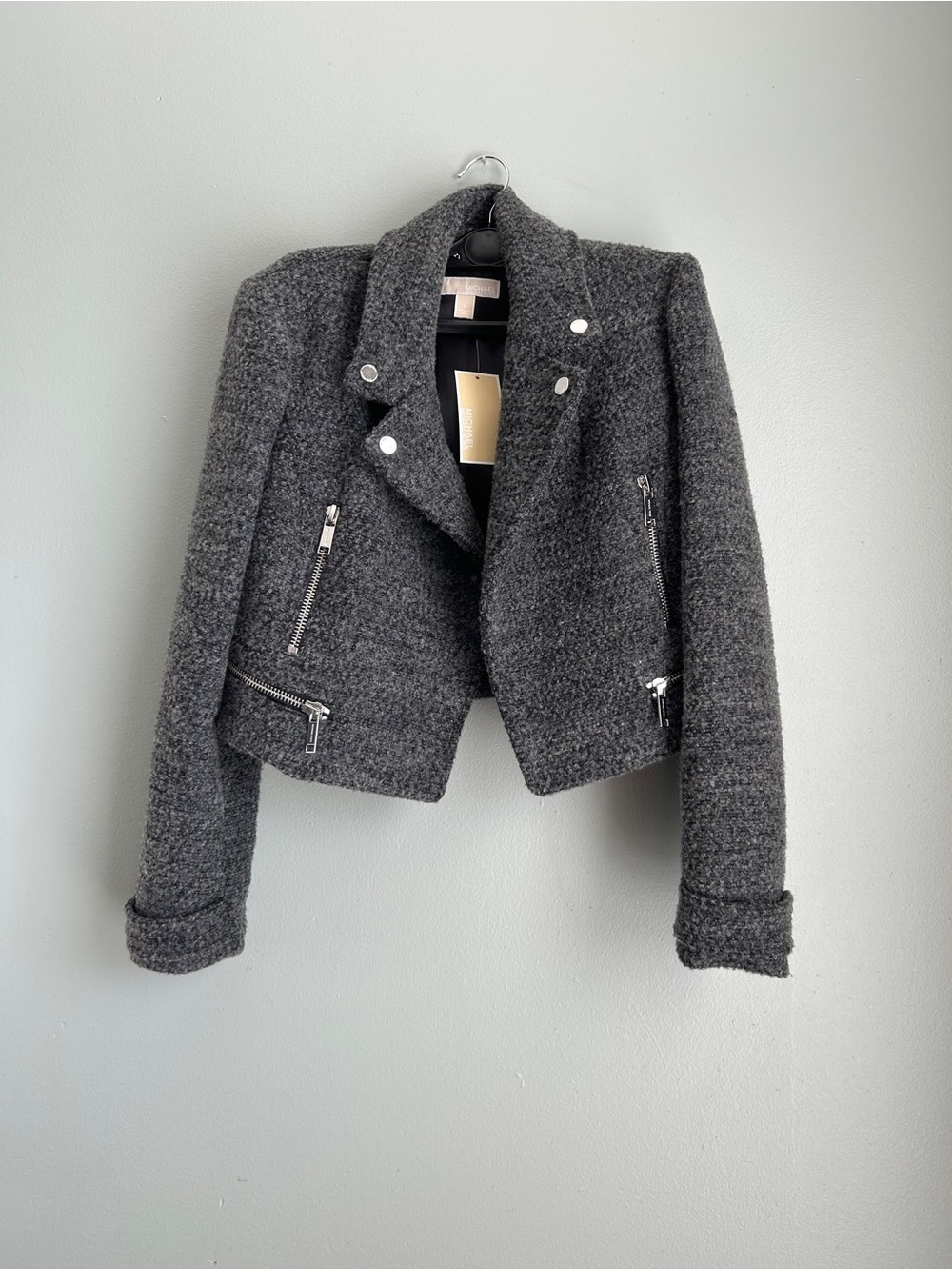 Michael Kors Charcoal Textured Moto Jacket